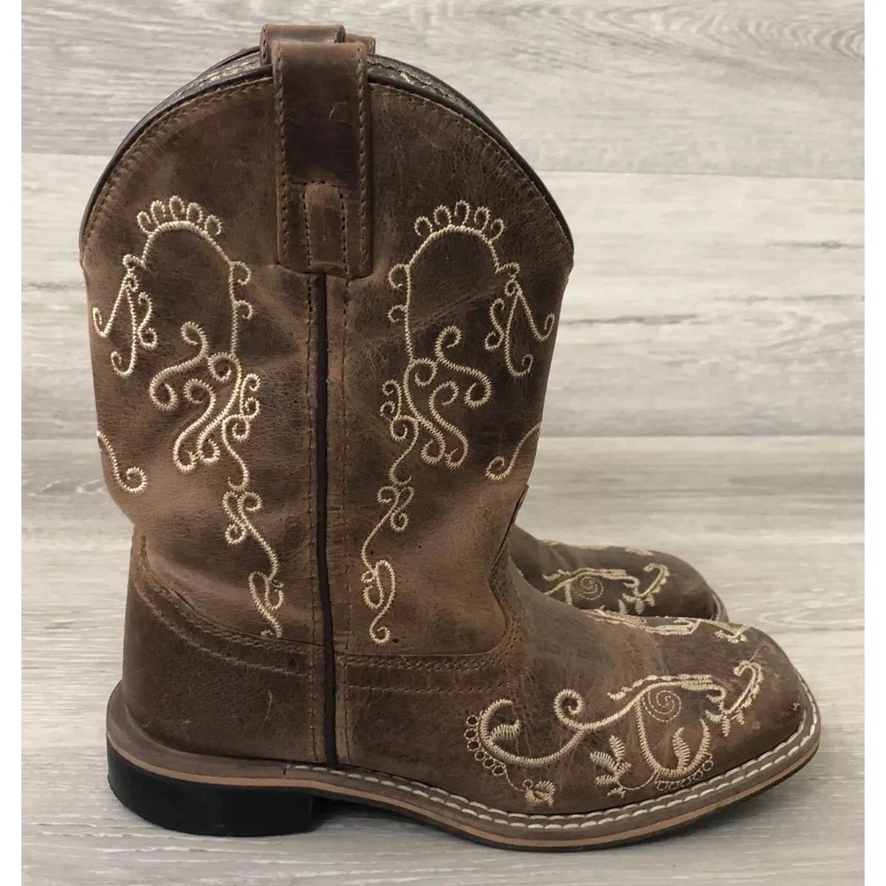 Smoky Mountain Girls Brown Leather Western Cowboy 2 Youth‎ Rodeo Country Gift